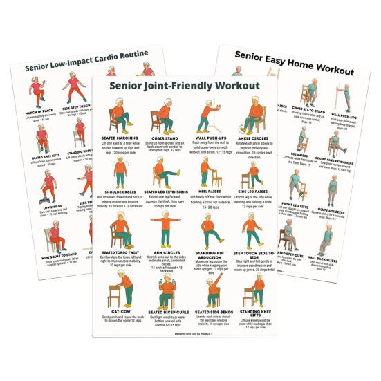 3Pcs Tai Chi Workout Posters Seated Exercise Chart with 16 Gentle Chair Yoga Movements Tai Chi Instructions for Beginners Seniors