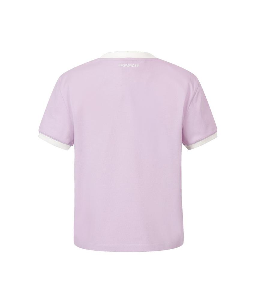 DISCOVERY EXPEDITION Women'S Freshvent Lettering Semi-Crop Ringer T-Shirt (L.Violet)