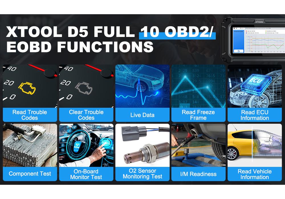 XTOOL D5 2026 Model: 5-System Diagnostic + Free Special Functions Update (CAN FD/FCA)