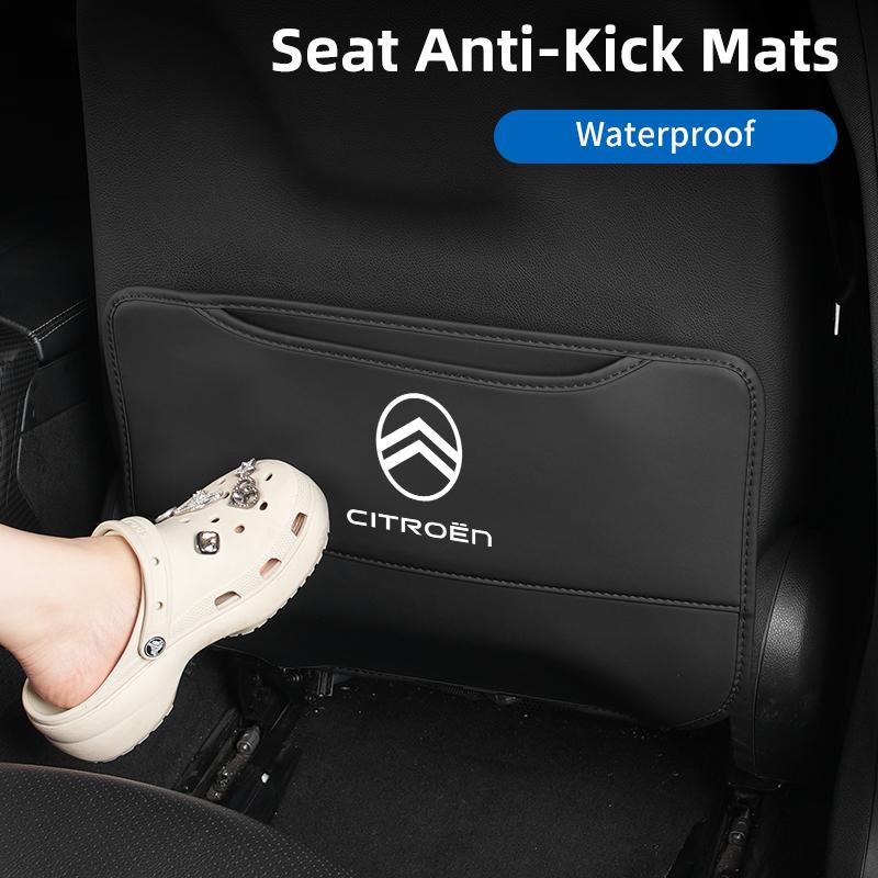 Car Anti-Kick Pad Seat Back Protective Cover Storage Pocket Auto Accessories For Citroen C4 C3 C5 C1 C2 VTS Berlingo Celysee