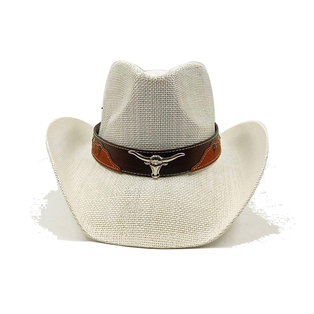 Corn Husk Material Straw Hat Western Cowboy Hat Spring and Summer Men and Women Panama Sun Hat Elegant Cowboy Straw Hat