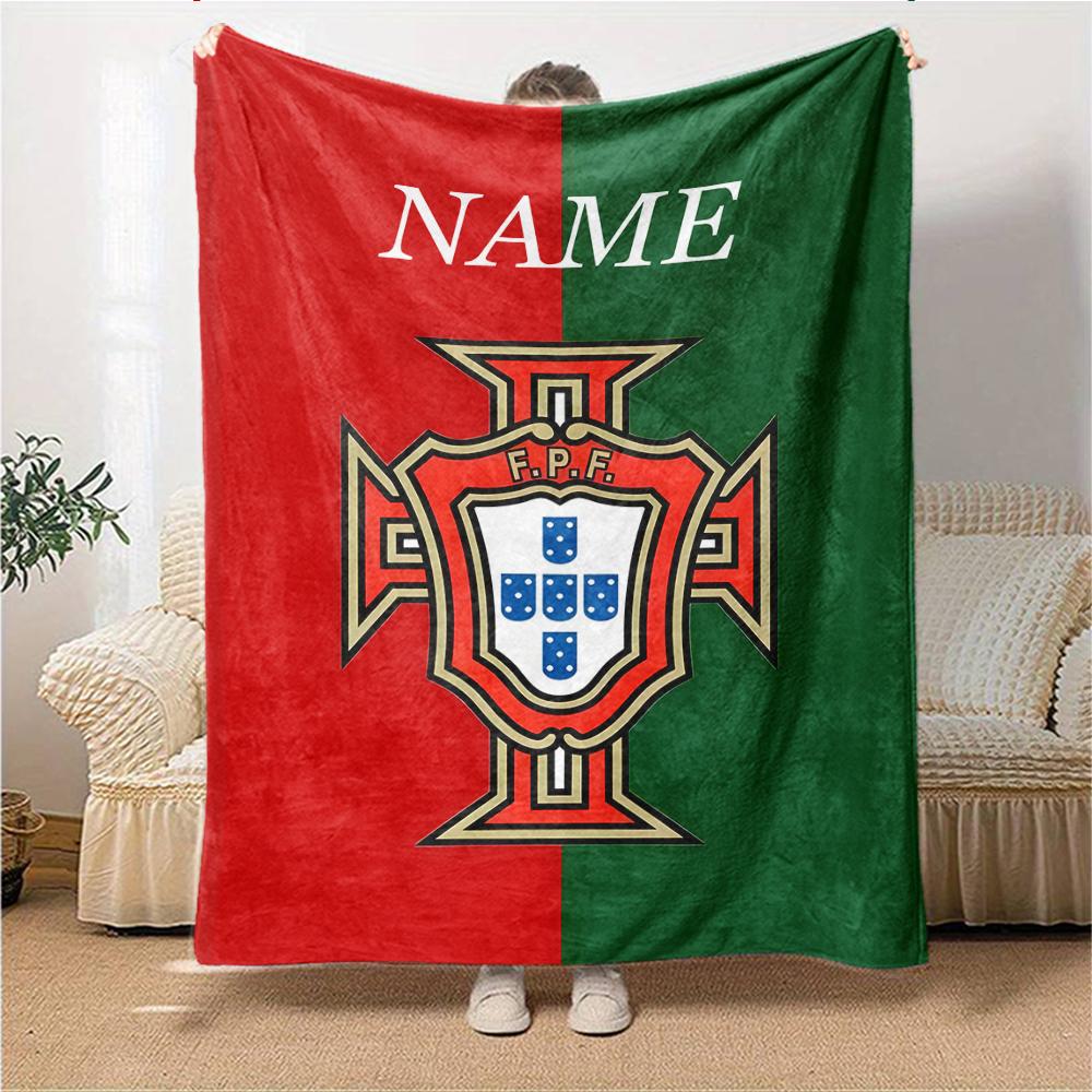 Custom Name Portugal's National Emblem blanket for Couch & Bed, Plush Cozy Fuzzy Blanket Super Soft & Warm Blankets for Fall and Winter. 0908280