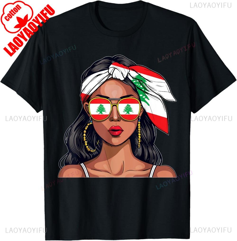 Libanesiska Souvenirprodukter Kvinna Flaggskjorta Libanon T-shirt Sommarmode Casual T-shirt Retro Libanon Street Herrtoppar