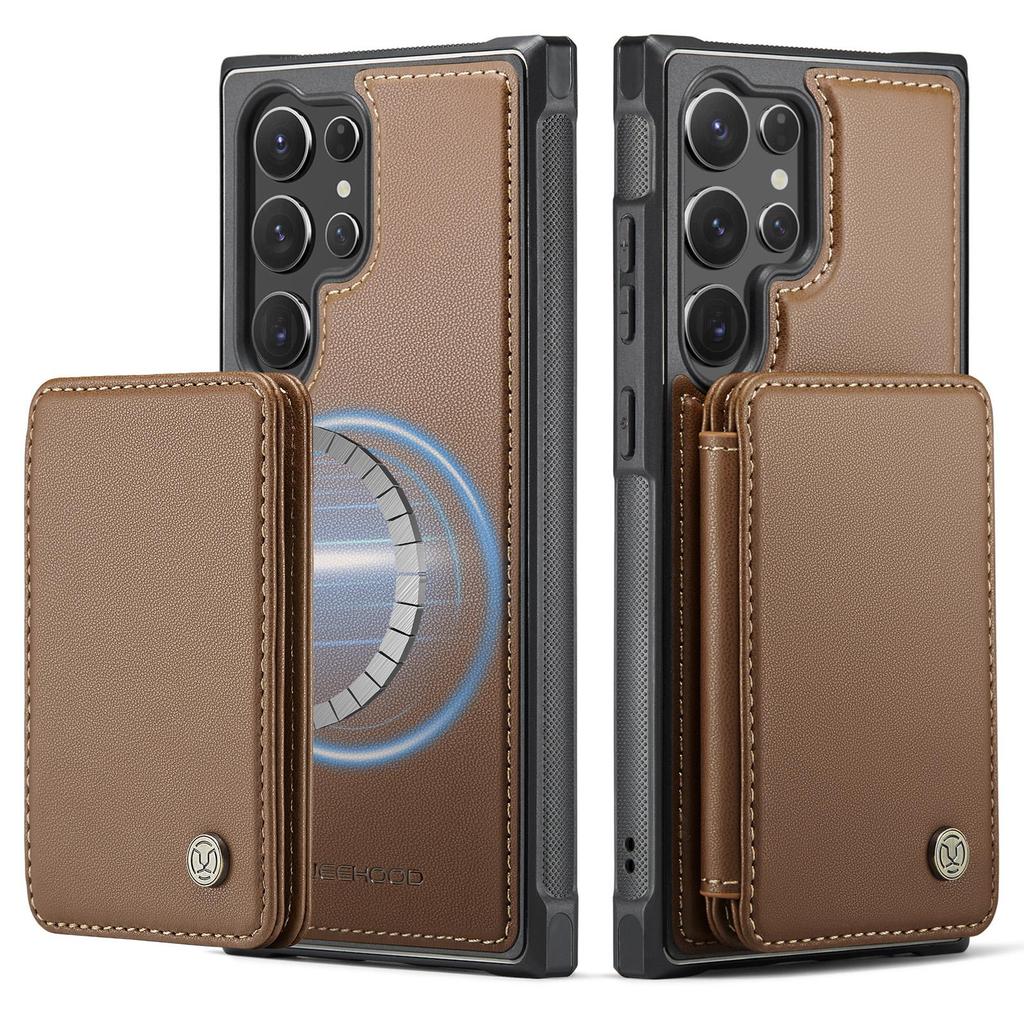 JEEHOOD-J05 for Samsung Galaxy S26 Ultra S25 S24 Plus FE Removable 2-in-1 Separable Flip Wallet Premium PU Leather Case Card Holder Phone Back Cover