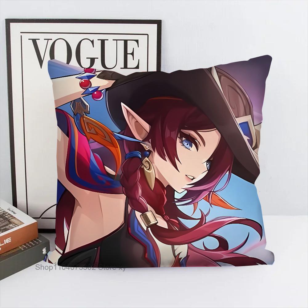 Game Genshin Impact Chasca Pillow Case Square Pillow Bedroom Sofa Leisure Comfort Cushion Car Living Room Home Decoration