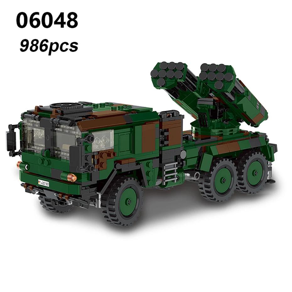 DIY Germany Military Series HX-8 Elefant Tractor PZH2000 Cannon Leopard Tank Lars-2 Rocket Launcher Building Blocks Bricks