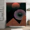 Modern Bathroom Decor Shower Curtain Set with Pink and Green Moon Design for Spa Shower Room Dark Green / Brown / Black Color Sc