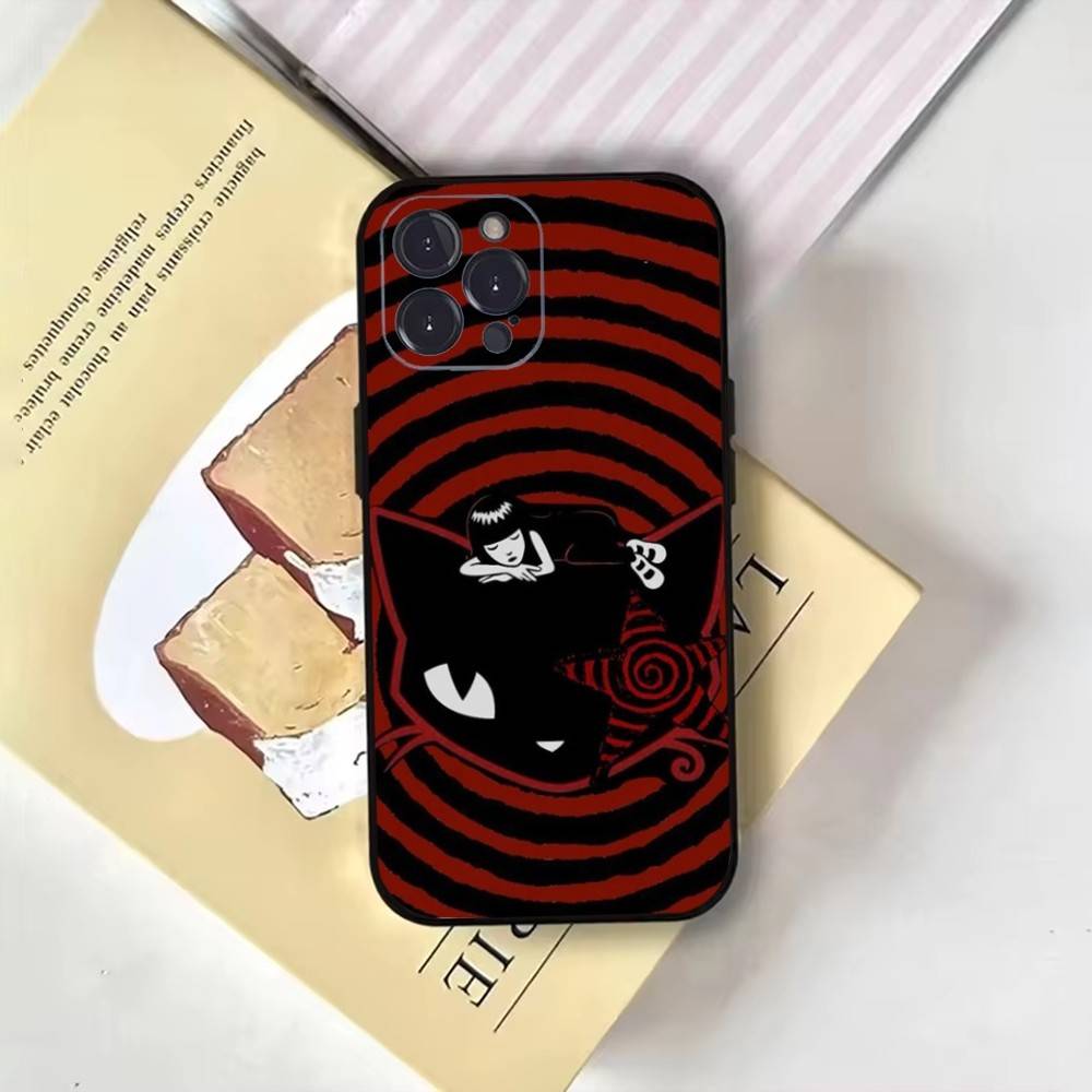 Comics E-Emily The Strange Phone Case For iPhone17,16,15,14,13,12,11 Plus,Pro Max,Soft Black Cover