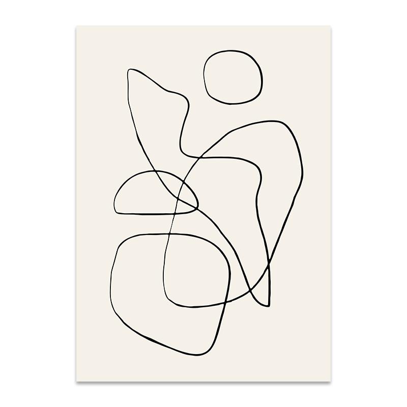 Boho Abstract Geometric Line Black Beige Wall Art Posters Canvas Painting Print Picture for Living Room Interior Home Decoration