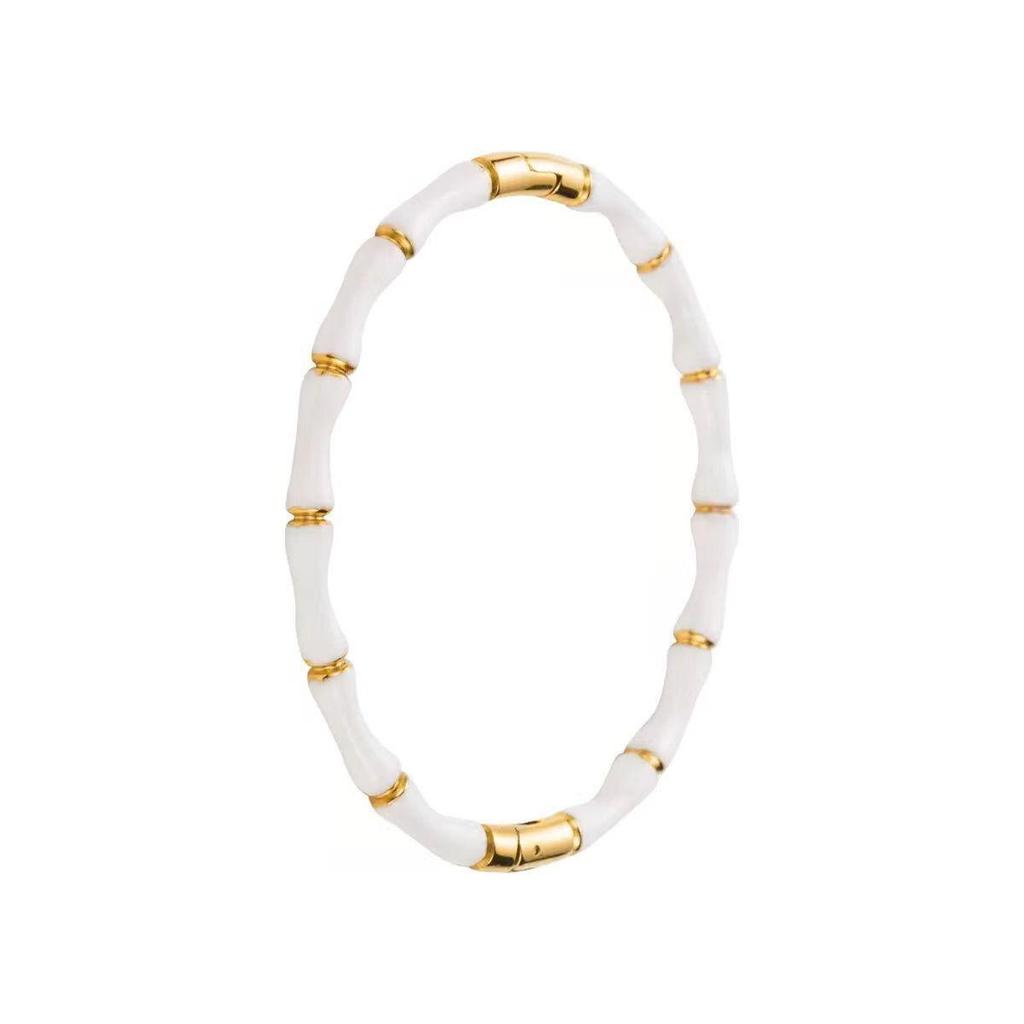 Stainless Steel Bamboo Joint Bracelet - European & American Design with Buckle, Titanium Steel Women's Jewelry.