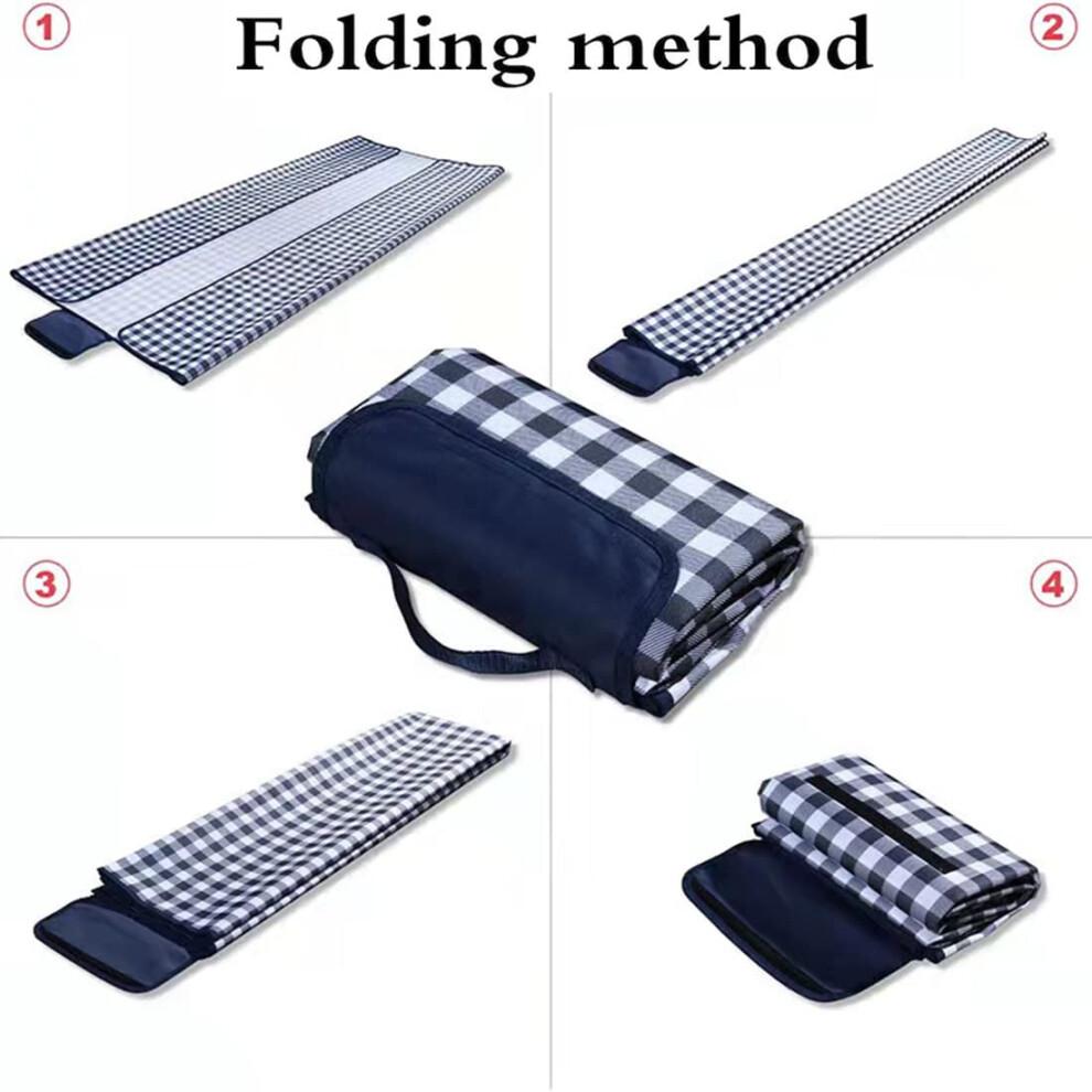 Outdoor Picnic Blanket, Foldable Waterproof Sand Beach Mat, 150x100cm, Portable for Beach, Camping, Hiking, Travel, Family, Concerts (Dark Blue)