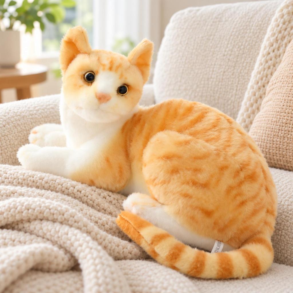 3D Simulation Cat Soft Doll Realistic Lying for Kids, Bedroom, Reading Corner,