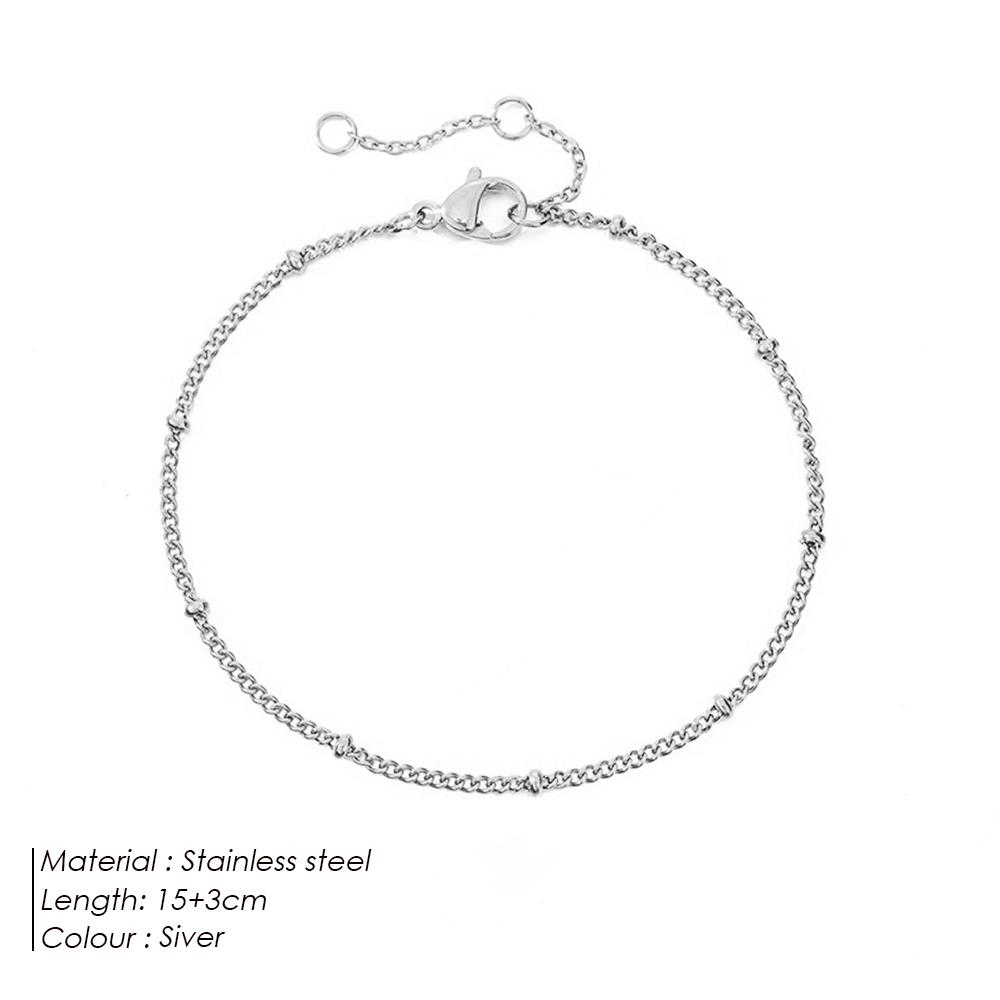 Simple Female Ball Chain Bracelet Jewelry New Layered Thin Beads Chain Bracelet For Women Leg Stainless Steel Chain