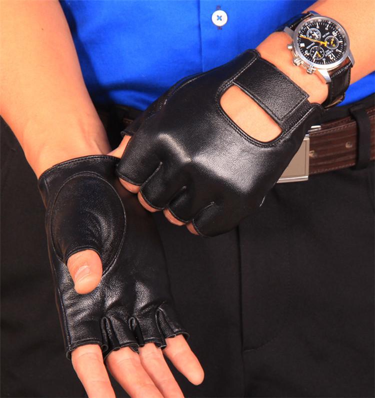 Atmungsaktive Ziegenleder-Halbfingerhandschuhe für Damen und Herren für Fitness, Autofahren, Radfahren und taktische Einsätze
