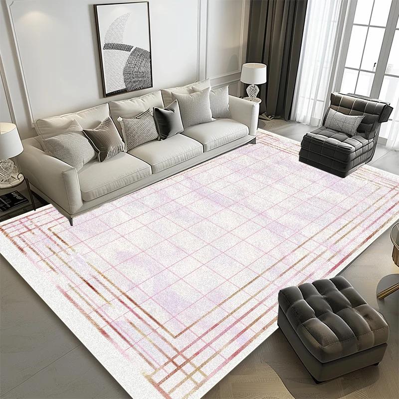 Modern Geometric Carpets for Living Room Grid Decoration Sofa Area Non-slip Washable Rugs Bedroom Cloakroom Entrance Door Mats