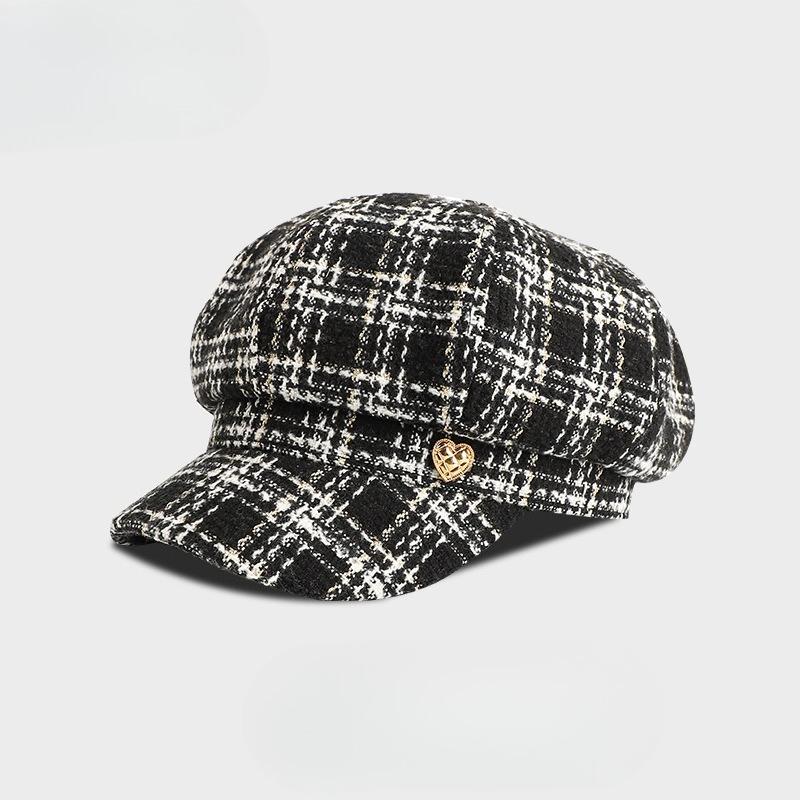 Love Octagonal Hat for Women Comfortable Autumn and Winter New Style Painter Hat Thin Fashion Newspaper Hat