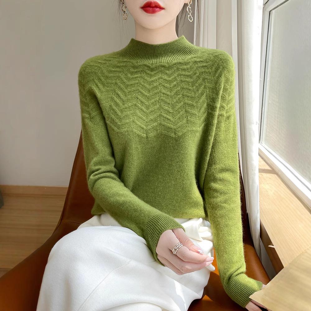 Jesień/Zima Nowy Styl Sweter Pulower z Półgolfem Długim Rękawem Dzianinowy Damski Top