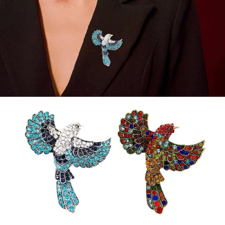 Bunte Strass-Kolibri-Brosche Großes Abzeichen Vintage-Stil Reversnadel Zubehör für Modebegeisterte