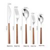 Korean Style 430 Stainless Steel Tableware Set with Imitation Wood Grain Handles: Includes Knife, Fork, Spoon, and Chopsticks