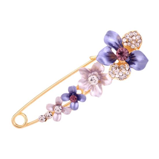 

Brooch Pin 3D Flower Decor Scarf Pin with Rhinestone Inlay Thick Stable Lock Anti-exposure Suits Coats Sweaters Pin Size#M