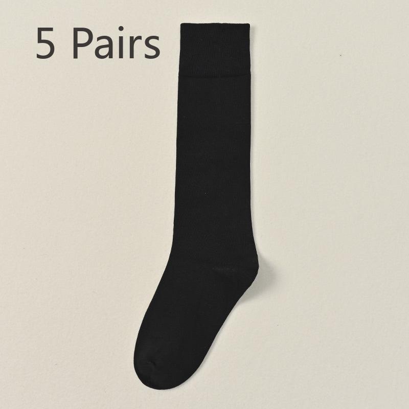 5 Pairs of Female Spring and Autumn Pure Cotton No Trace But Knee Long Leg Socks
