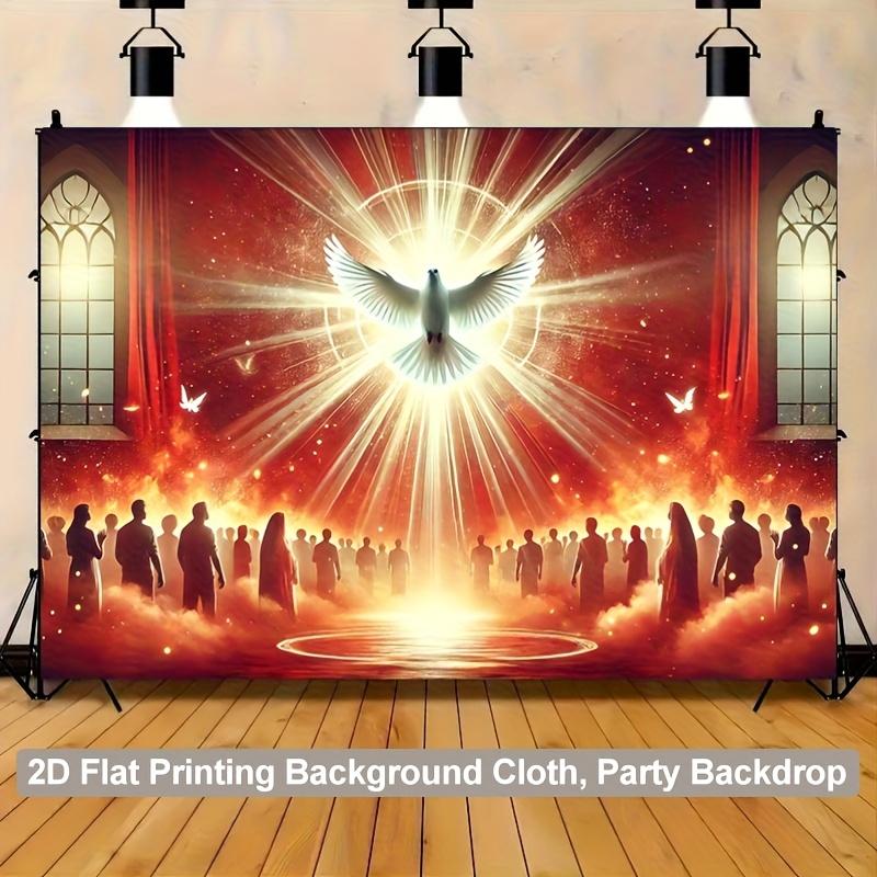 Holy Spirit Baptism Tapestry, Dove And Fire Spiritual Design, Religious Wall Art For Sacred Events And Church Home Decor 70X100cm