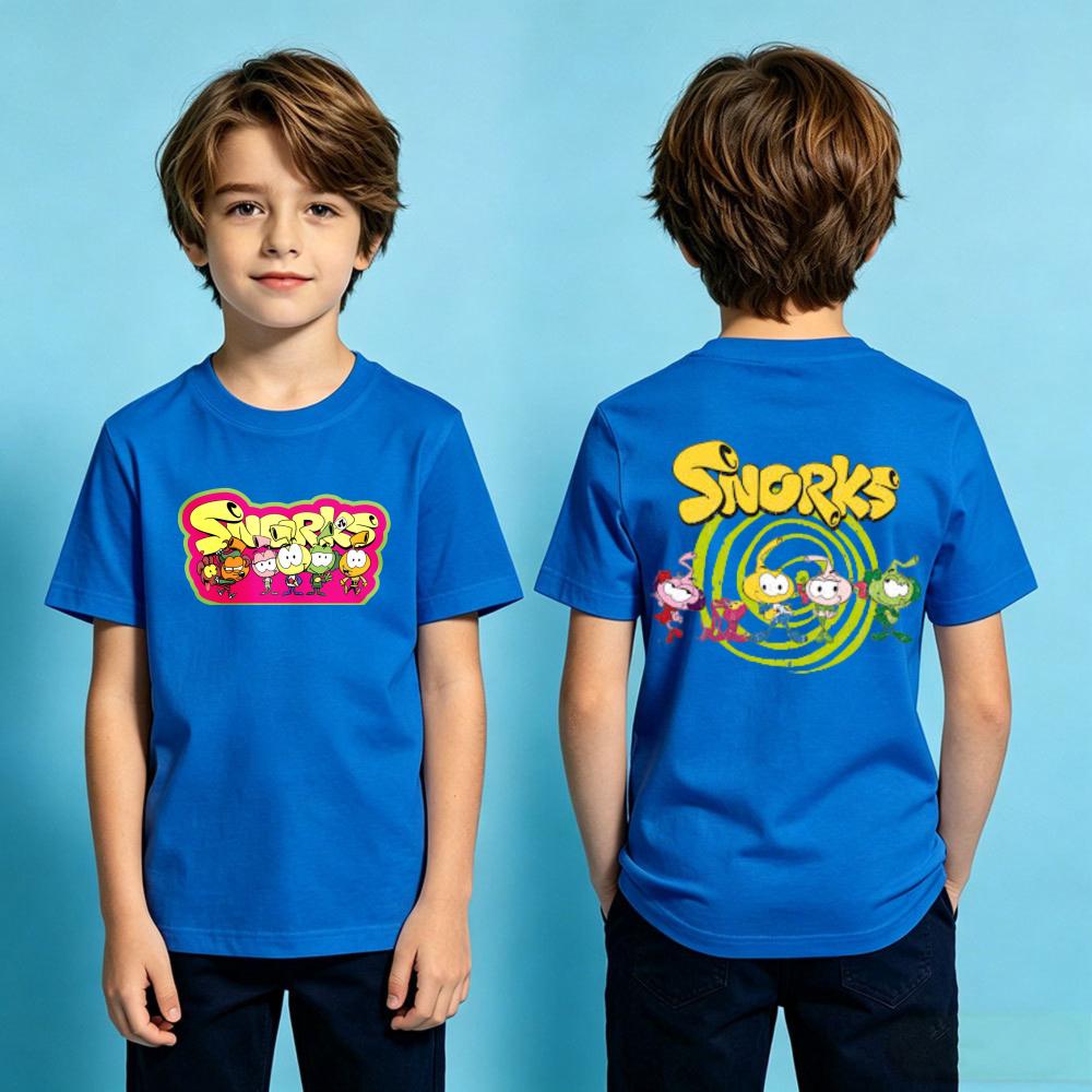 Snorks Cartoon Theme Series TShirt Kids Summer Polyester Short Sleeve Boys and Girls Casual T-shirt Duplex Printing Children Tee