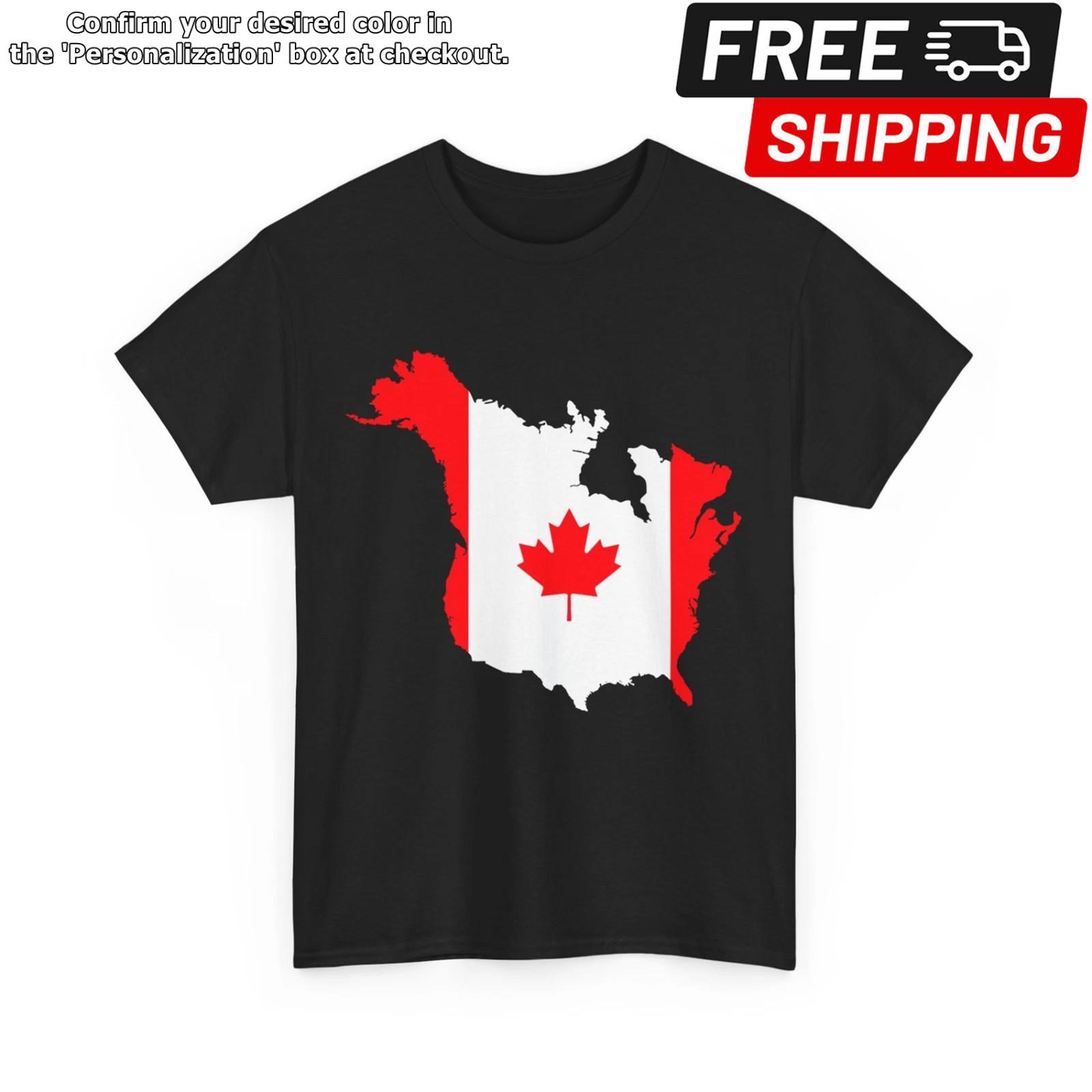 Canadian Map Shirt, The USA Canada’s 11th Province Canada Flag T-shirt L