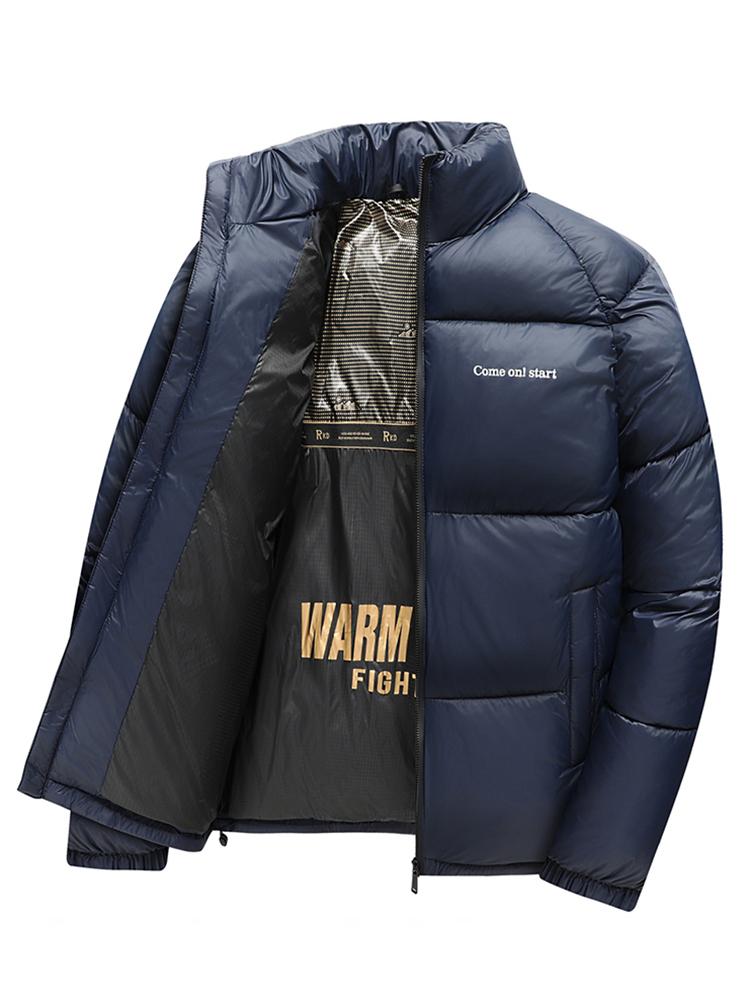 New Winter Padded Puffer Jacket Men Thicken Casual Parka Slim Fit Outwear Waterproof Warm Solid Color Outwear Stand Collar Coat