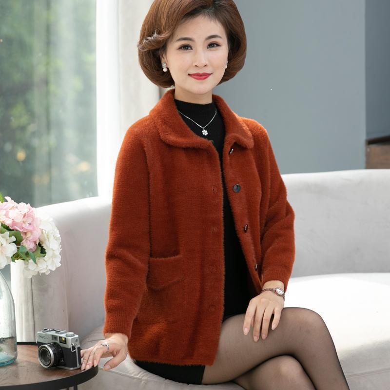 

Women s Petite Faux Mink Velvet Coat - Autumn/Winter Middle-Aged Cardigan for Stylish Mothers (Ages 40-50) 3XL (130-143 lbs)