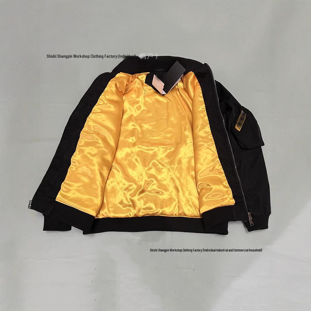 

Windproof Embroidered Winter Flight Jacket: Unisex Warm Loose-Fit Baseball Uniform with Stand-up Collar. XXL [Suitable for 180-210 jin]