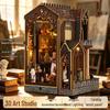 Castle Art Studio DIY Wooden Book Stand Mini Scene Puzzle Lamp Ornament