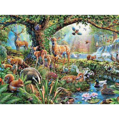 Diamond Painting Round Rhinestones Diamond Embroidery Cross Stitch Mosaic Animals In Forest Pattern