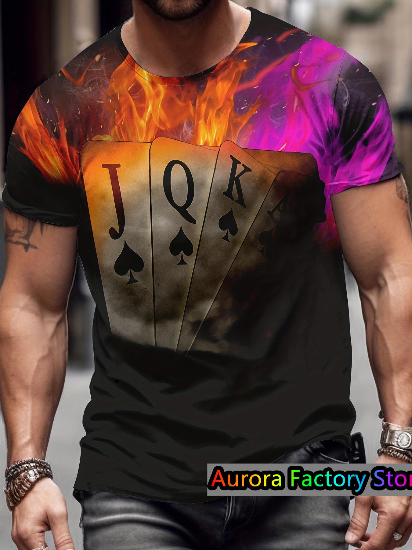 

Poker Elements 3D Digital Pattern Print Чоловіча футболка з повсякденними зручними футболками з короткими рукавами Пуловер Топи Чоловічий літній одяг XS