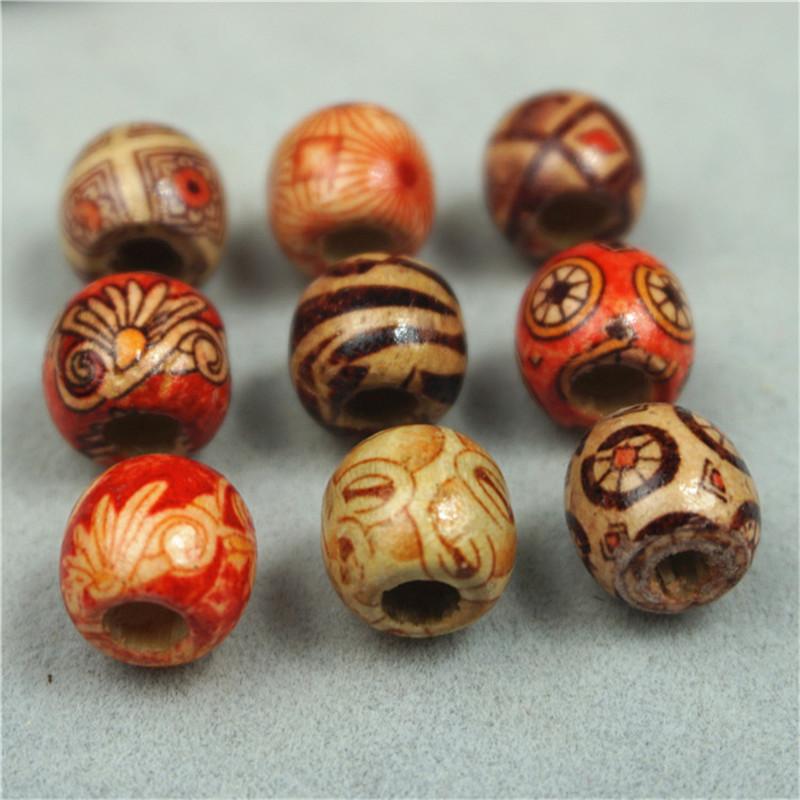 50pcs/lot Vintage Natural Big Hole Wooden Beads For Jewelry Making Loose Spacer Beads DIY Bracelet Necklace Accessory