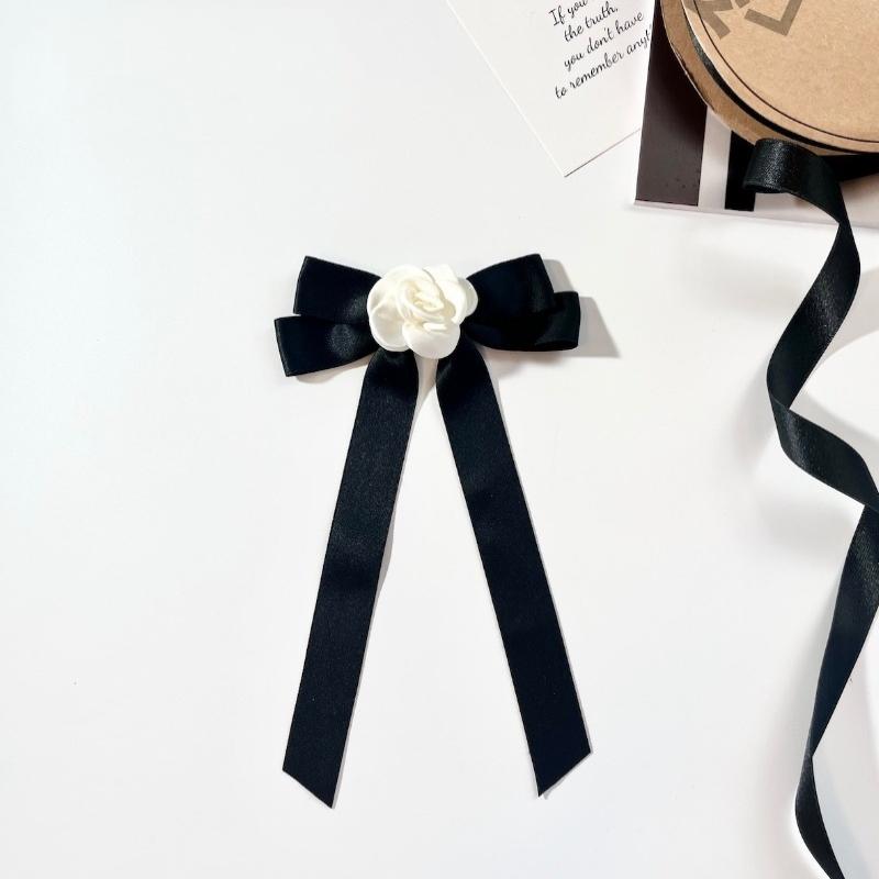 

Элегантная брошь-бант с цветком камелии для женщин, траурная корсажная булавка, бант, галстук-бабочка, аксессуары для воротника рубашки чёрный
