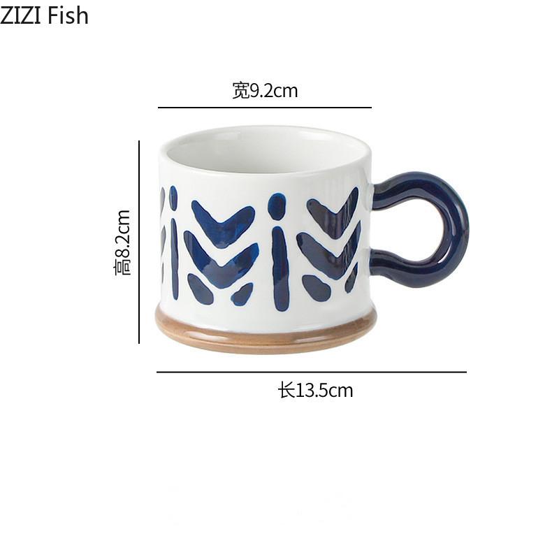 Caneca de Café para Escritório em Casa Criativa Grande Capacidade para Café da Manhã Aveia Leite Caneca Criativa Japonesa de Cerâmica Conjunto de Bebidas Presente para Amigo
