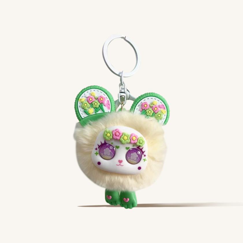 Brelok z futerkiem królika futrzany wisiorek pluszowy wisiorek do torby uroczy komiks z prawdziwymi włosami akcesoria do prezentów dla par wisiorek do tornistra