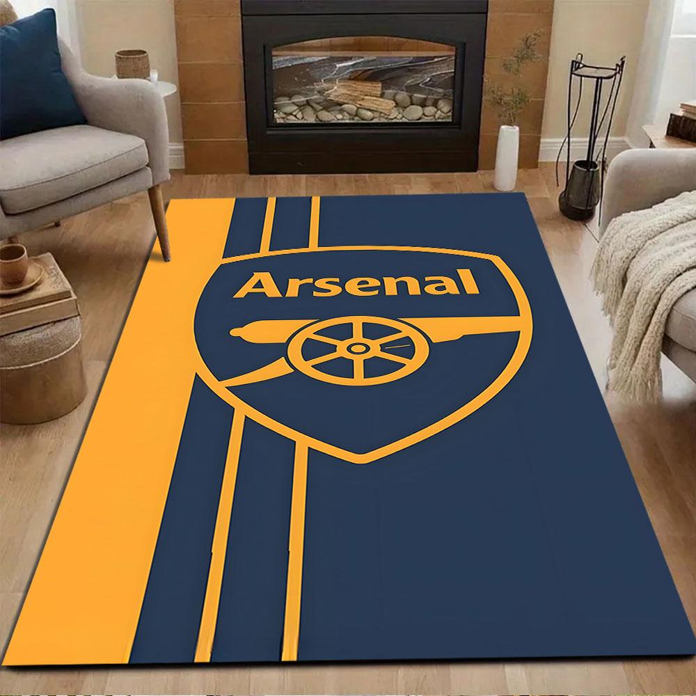 Arsenal Logo on Blue and Yellow Background Patterned carpet, non slip mat suitable for living room and bedroom sofas