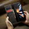 Støtsikkert helkropps skinnveske for Samsung Galaxy Z Fold 4 Fold5 Fold4 Fold 5 5g Zfold4 Zfold5 Kortholder Mobiltelefondeksel