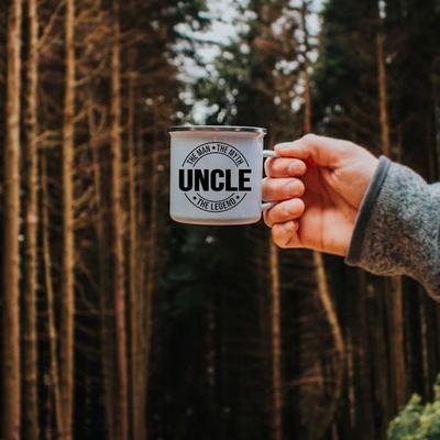 Der Onkel, der Mythos, der Vater, die Legende, Emaille-Kaffeetasse, Familientasse, Vatertags-Geburtstagsgeschenke für den neuen Vater