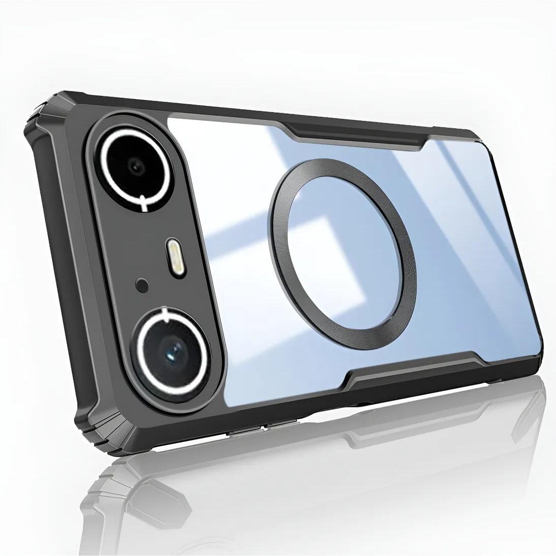 Magnetic case for Tecno Pova Slim Pova 7 Ultra phone case Acrylic high transparency protective case Tecno Pova Slim 5G чёрный