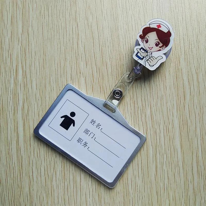 Cartoon Nurse Doctor Hospital Medical Keychains Retractable Brooch Badge Reel Clip ID IC Name Card Holders Gifts