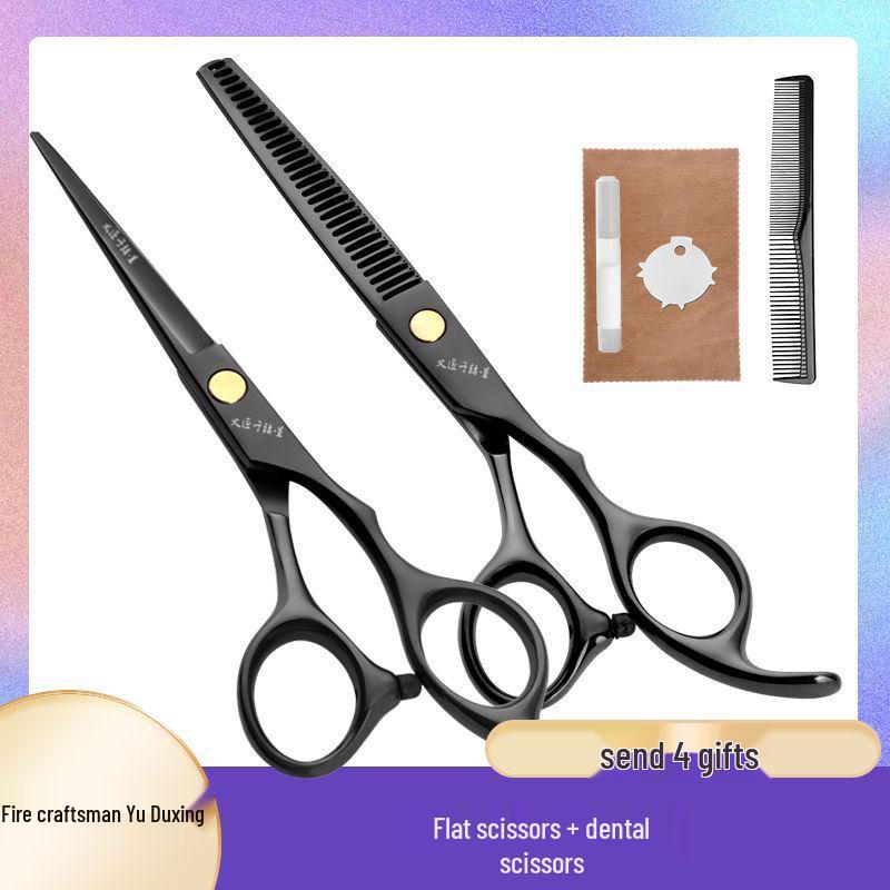 Professional Hairdressing Scissors Set: Flat Teeth, Cutting, and Thinning Scissors - Free Shipping