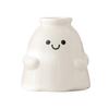 Ghost Shape Vase with Smile Face Pattern Ceramic Flower Planter Pot Nursery Room Bedroom Home White Decor