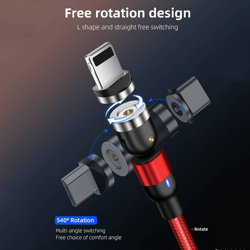 ROCK Magnetic USB Cable For iPhone Charger 540 Degree Rotate USB Type C Cable For Xiaomi Samsung Magnet Charge Micro USB Cable