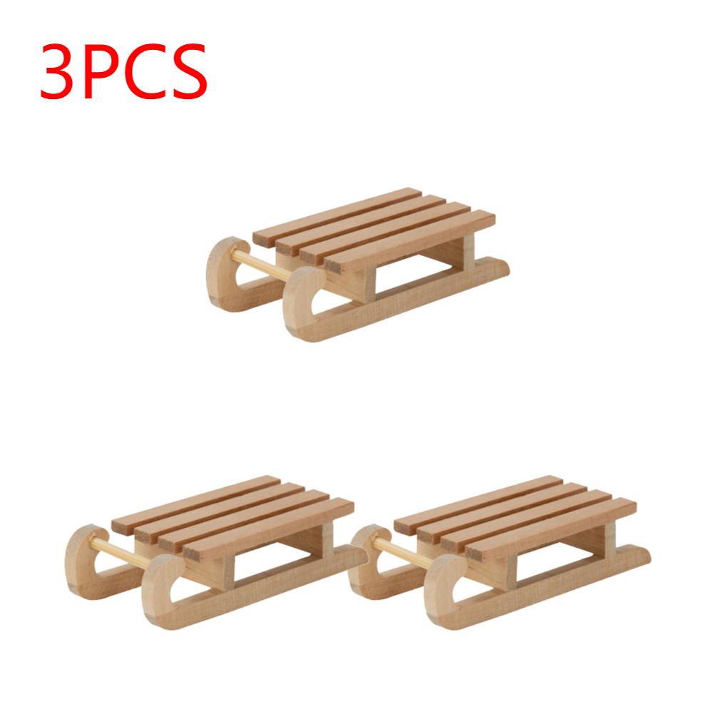 Mini Simulation Snow Sled Handmade 1/12 Wooden Sleigh Desktop Craft Home Decor Crafts Snow Sled Ornament Odorless for Doll House