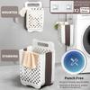 Wall-Mounted Dirty Clothes Basket Large-Capacity Folding Storage Basket Multi-Function Storage Basket Hollow Design Ventilation