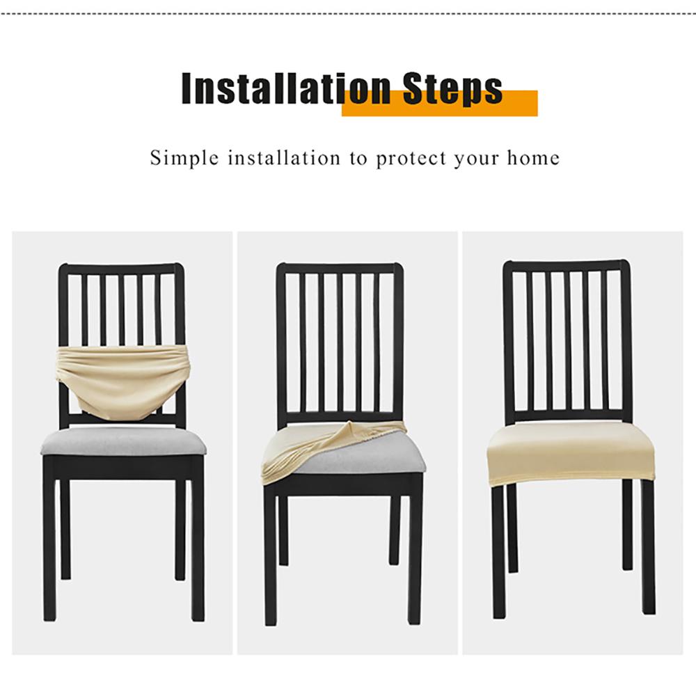 Waterproof Solid Dining Room Chair Cover Jacquard Elastic Chair Seat Covers For Hotel Banquet Kitchen Wedding Home Anti -Dirt