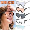 Fashion Large One-piece Lens Sunglasses For Women With Big Faces And Thin Brown Street Shooting Sunglasses For Men Trendy Internet Celebrities
